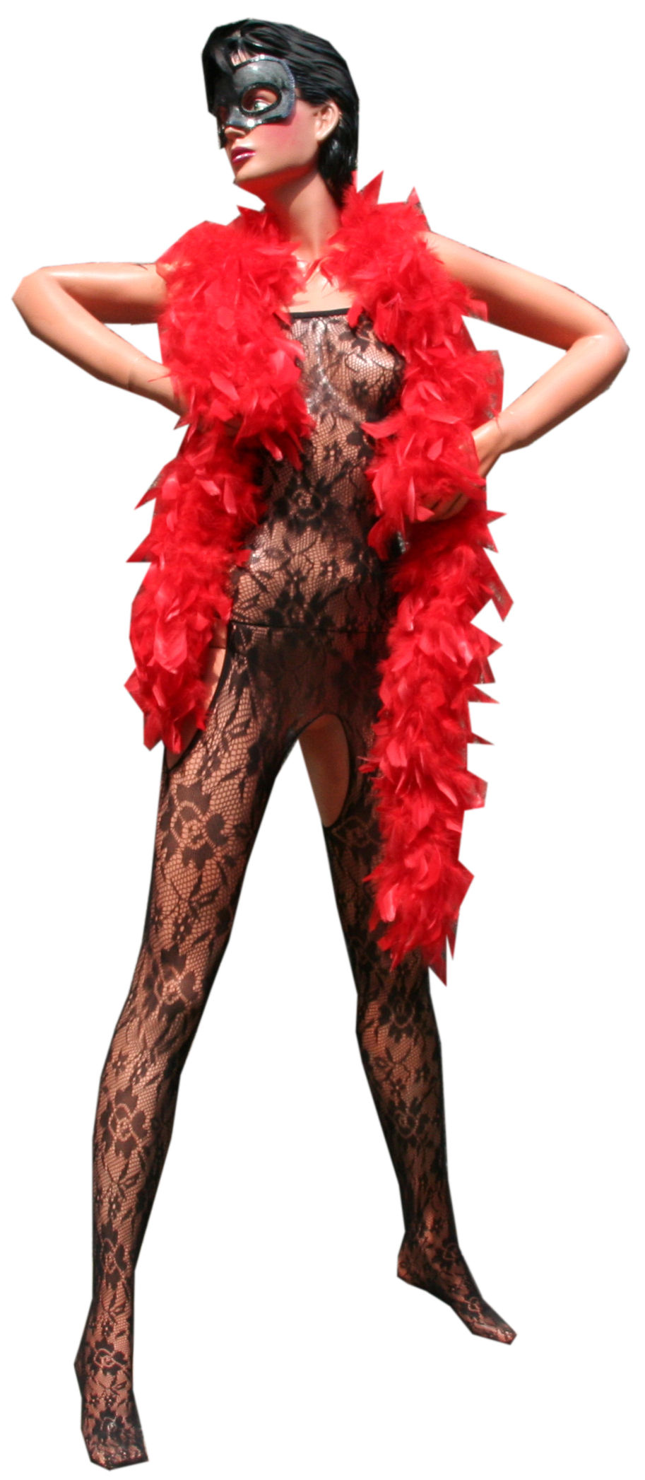 Schaufensterfigur "Tracey" Lebensgroß 2,00cm, im schwarzem Catsuit